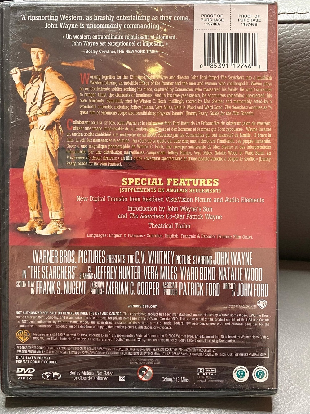 John Wayne "The Searchers" DVD — Black & Orange Western Cover - Picture 2 of 3